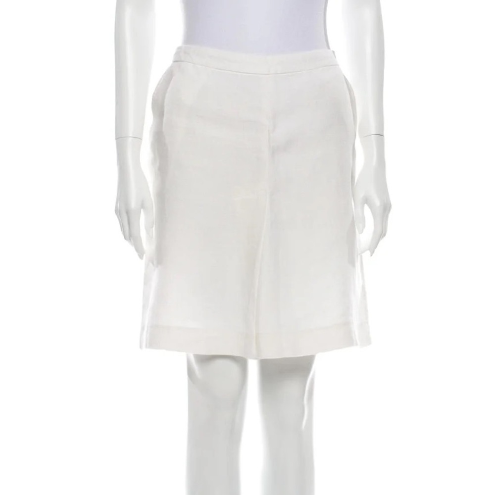 Aspesi New Linen a-line‎ pleated Skirt in white patch pockets Made in Italy